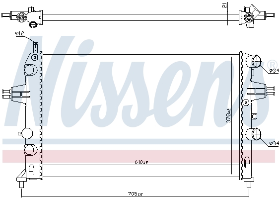 Radiator, engine cooling - 63091 NISSENS