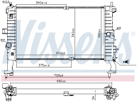 Radiator, engine cooling - 63092 NISSENS