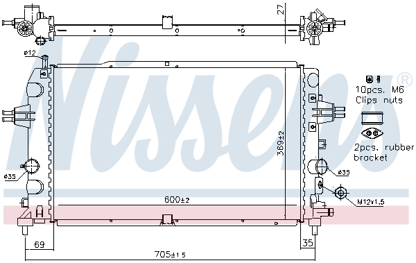 Radiator, engine cooling - 63121 NISSENS