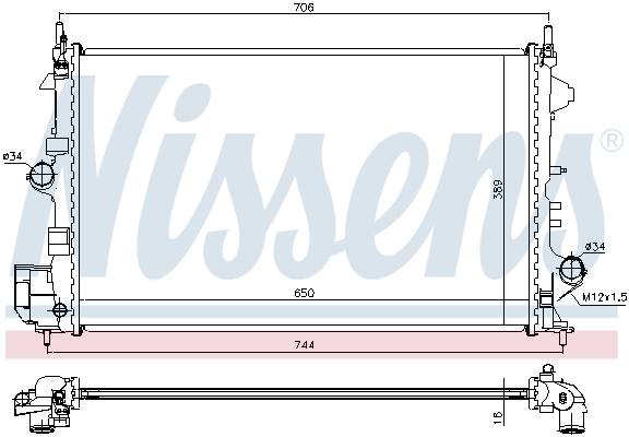 Radiator, engine cooling - 63123 NISSENS