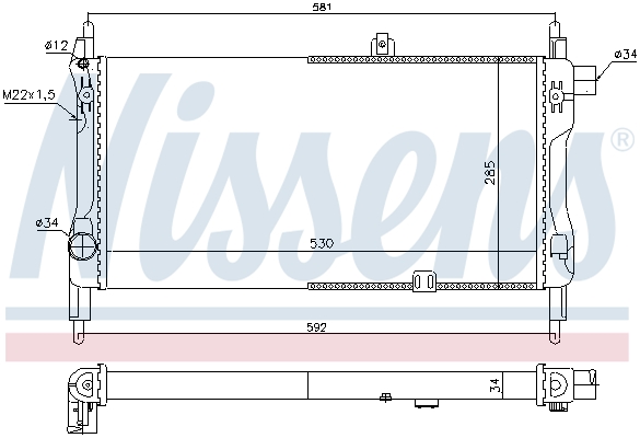 Radiator, engine cooling - 632381 NISSENS