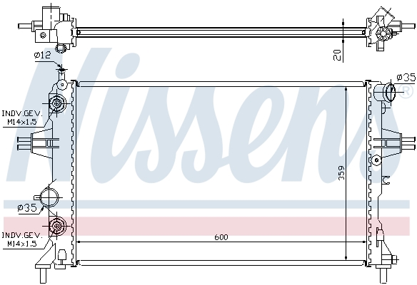 Radiator, engine cooling - 632461 NISSENS
