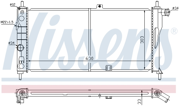 Radiator, engine cooling - 632741 NISSENS