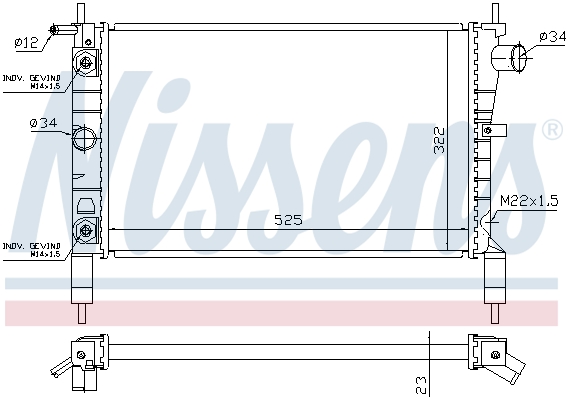 Radiator, engine cooling - 632831 NISSENS
