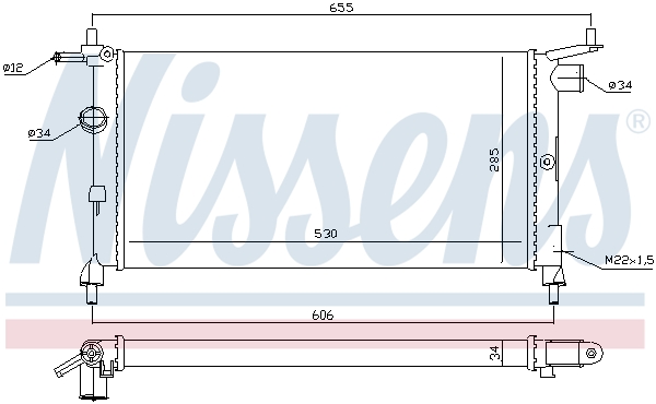 Radiator, engine cooling - 632851 NISSENS