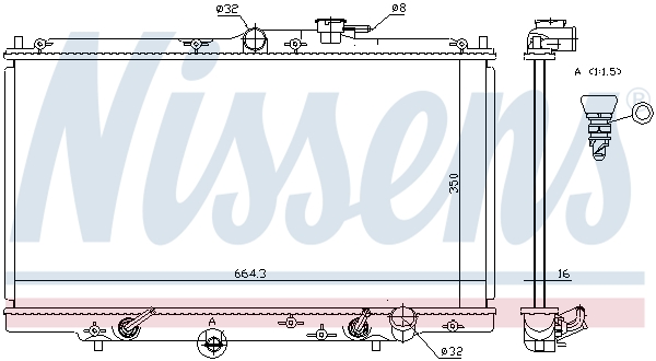 Radiator, engine cooling - 633141 NISSENS