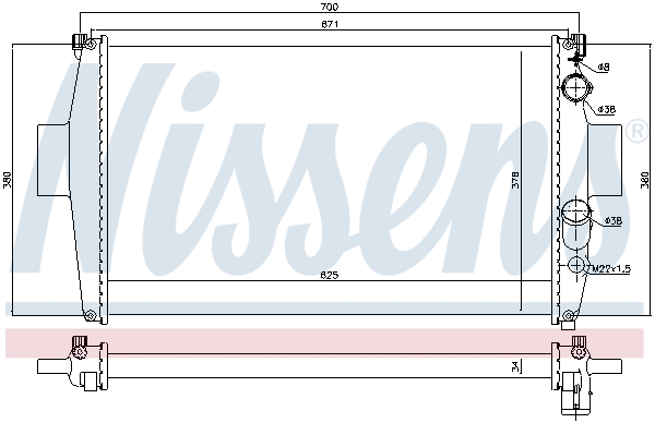 Radiator, engine cooling - 63328 NISSENS
