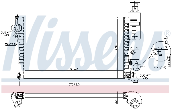 Radiator, engine cooling - 63528 NISSENS