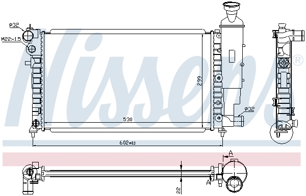Radiator, engine cooling - 63537A NISSENS