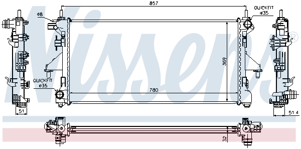 Radiator, engine cooling - 63555A NISSENS