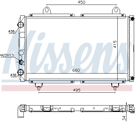 Radiator, engine cooling - 63558 NISSENS