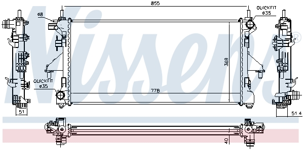 Radiator, engine cooling - 63566 NISSENS