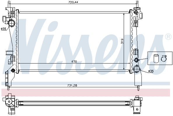 Radiator, engine cooling - 636004 NISSENS