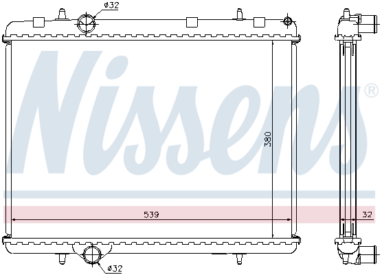 Radiator, engine cooling - 636006 NISSENS