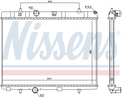 Radiator, engine cooling - 636007 NISSENS