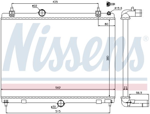 Radiator, engine cooling - 636009 NISSENS