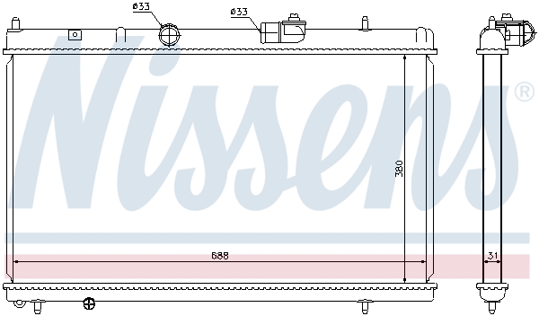 Radiator, engine cooling - 636013 NISSENS