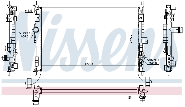 Radiator, engine cooling - 636014 NISSENS