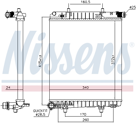 Radiator, engine cooling - 636016 NISSENS