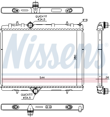 Radiator, engine cooling - 636029 NISSENS