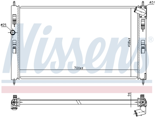Radiator, engine cooling - 636032 NISSENS