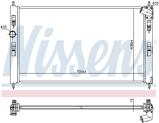 Radiator, engine cooling - 636033 NISSENS