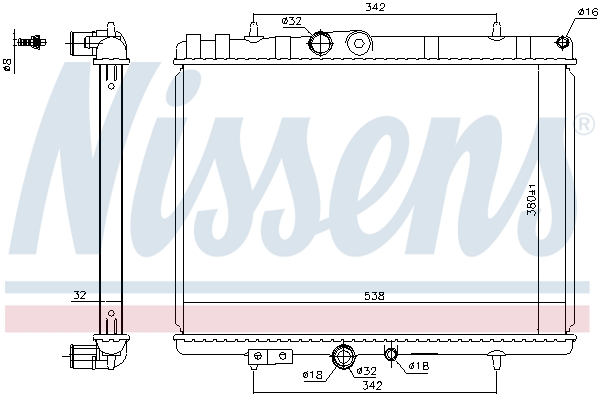 Radiator, engine cooling - 636039 NISSENS