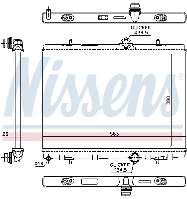 Radiator, engine cooling - 636043 NISSENS