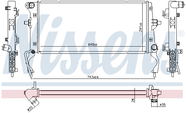 Radiator, engine cooling - 636728 NISSENS