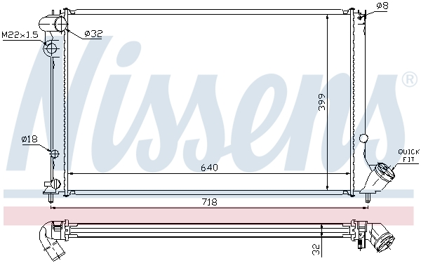 Radiator, engine cooling - 63732 NISSENS