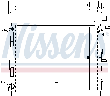 Radiator, engine cooling - 637605 NISSENS