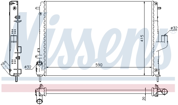 Radiator, engine cooling - 637613 NISSENS