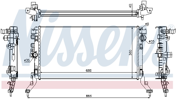 Radiator, engine cooling - 637619 NISSENS