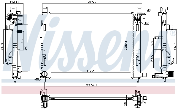 Radiator, engine cooling - 637627 NISSENS