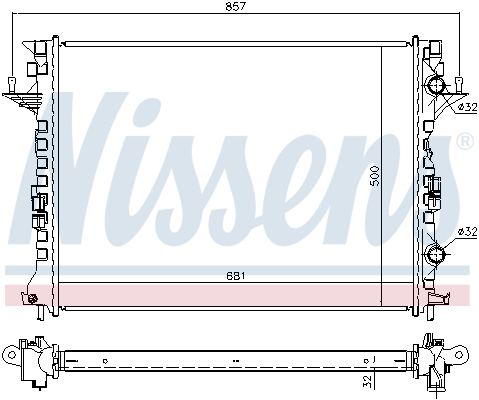 Radiator, engine cooling - 637638 NISSENS