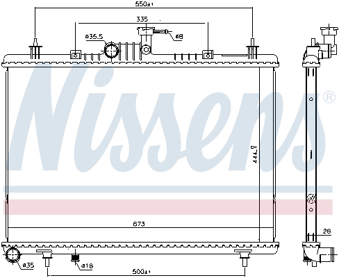Radiator, engine cooling - 637643 NISSENS
