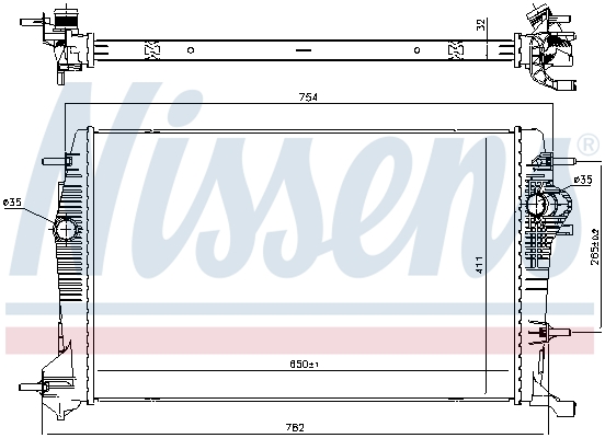 Radiator, engine cooling - 637648 NISSENS