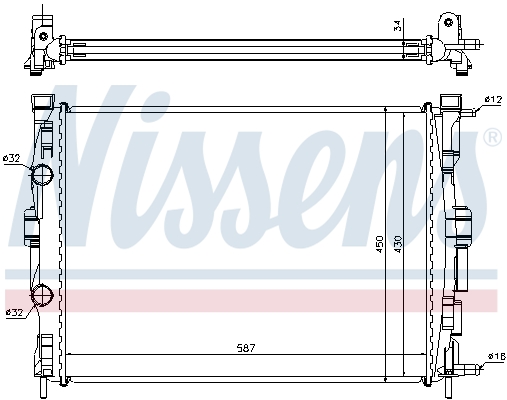 Radiator, engine cooling - 63769 NISSENS