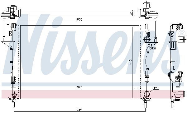 Radiator, engine cooling - 63816 NISSENS