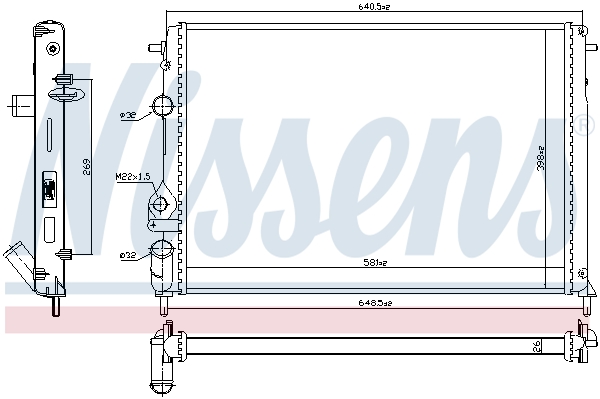 Radiator, engine cooling - 63877 NISSENS