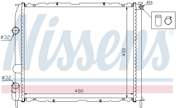 Radiator, engine cooling - 63886 NISSENS