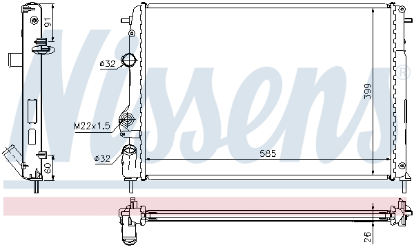 Radiator, engine cooling - 63896A NISSENS