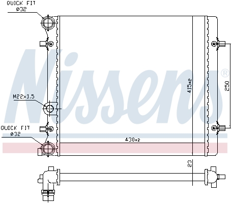 Radiator, engine cooling - 641011 NISSENS