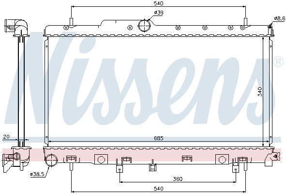 Radiator, engine cooling - 64116 NISSENS