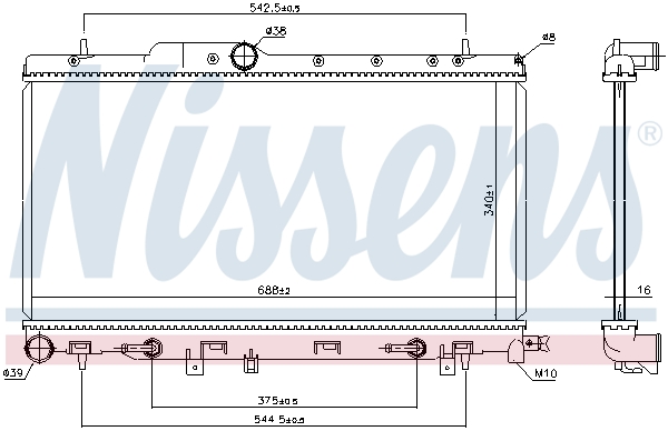 Radiator, engine cooling - 64123 NISSENS