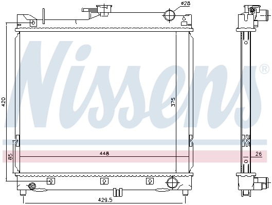 Radiator, engine cooling - 64162 NISSENS