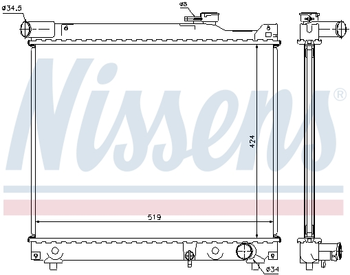 Radiator, engine cooling - 64165 NISSENS