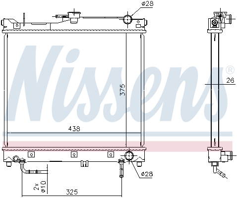Radiator, engine cooling - 641753 NISSENS