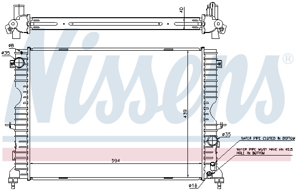 Radiator, engine cooling - 64312A NISSENS