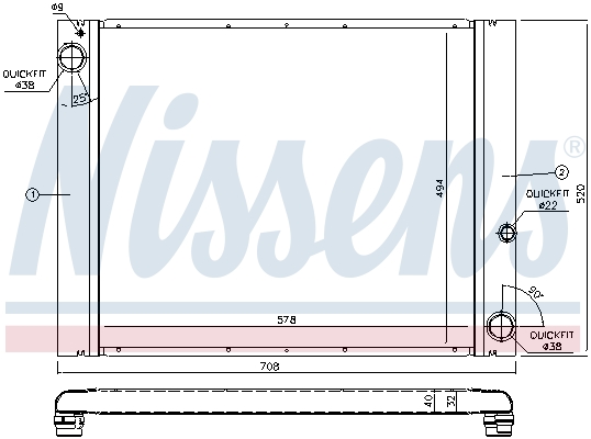 Radiator, engine cooling - 64325 NISSENS